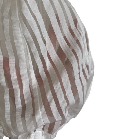 Zara Basic Women White Sheer Striped Jacket - Picture 10 of 11